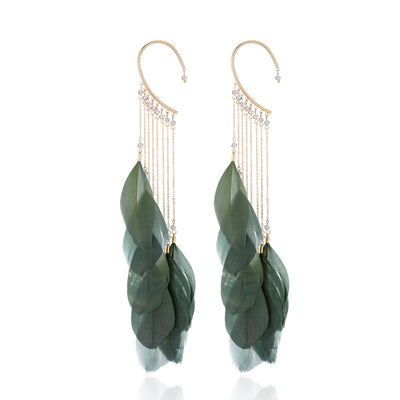 Aretes Bohemios con Plumas y Borlas - Image 11