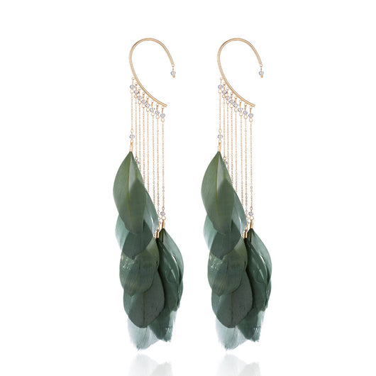Aretes Bohemios con Plumas y Borlas - Image 11