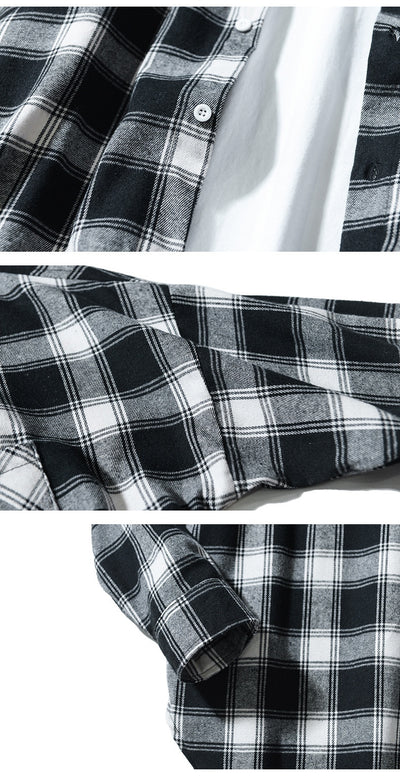Camisa Tipo Cuadros Japonesa Manga Larga Hombre - Chaqueta de Trabajo Oversize - Image 13