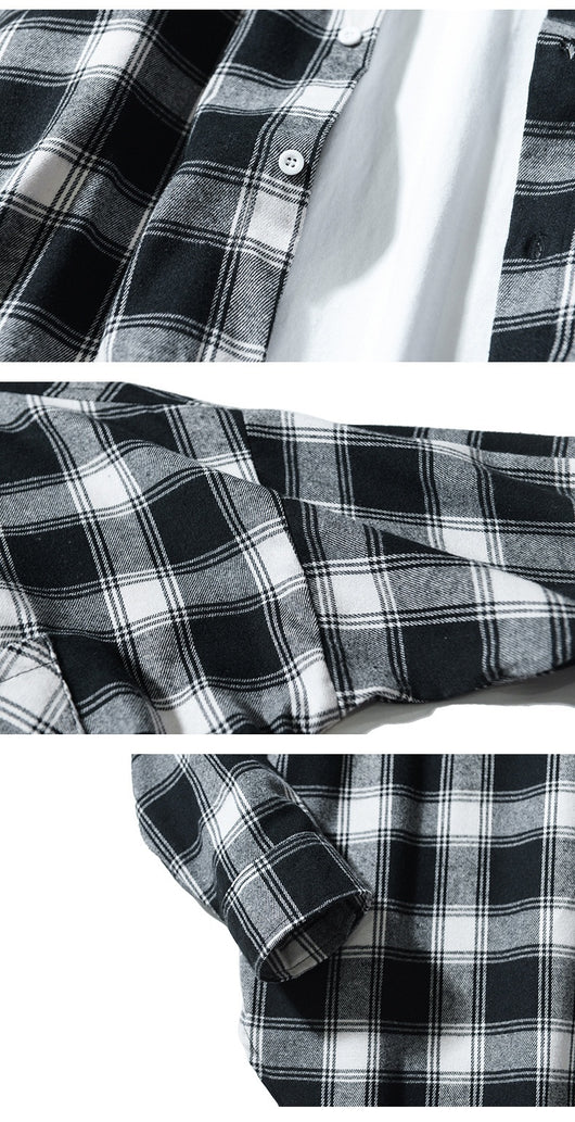 Camisa Tipo Cuadros Japonesa Manga Larga Hombre - Chaqueta de Trabajo Oversize - Image 13