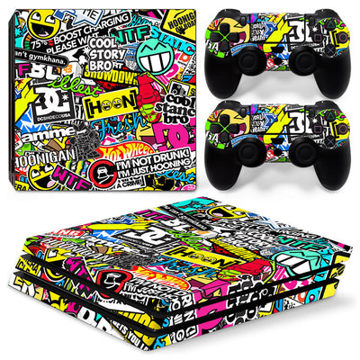 PS4 Pro console and controller skin set with red and beige propaganda art featuring Mao Zedong. - Image 3