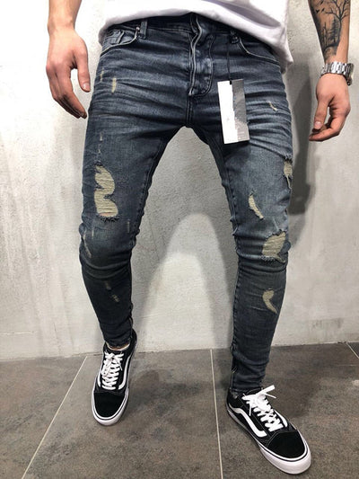 Pantalones Vaqueros Biker Slim Fit con Roturas - Talla Grande Elásticos