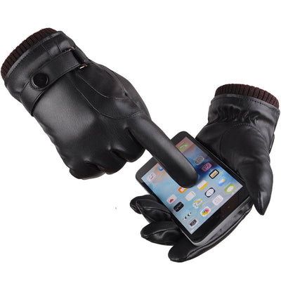 Guantes de Cuero Lavado para Hombre con Pantalla Táctil Terciopelada - Image 6