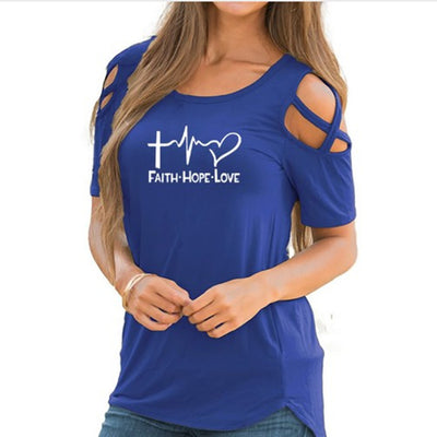Blusa Escotada Corazón Estampado Manga Corta Cuello Redondo - Image 4