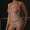 Ladies Mesh Fringe Body Chain Rhinestone Show Costume Dorado