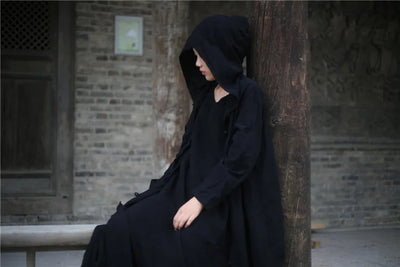 Abrigo Largo Cortavientos de Algodón y Lino para Mujer - Image 11