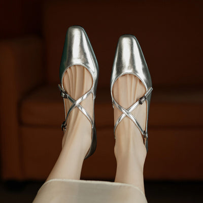 Zapatos Casuales Retro de Cuero Genuino con Punta Redonda para Mujer - Image 3