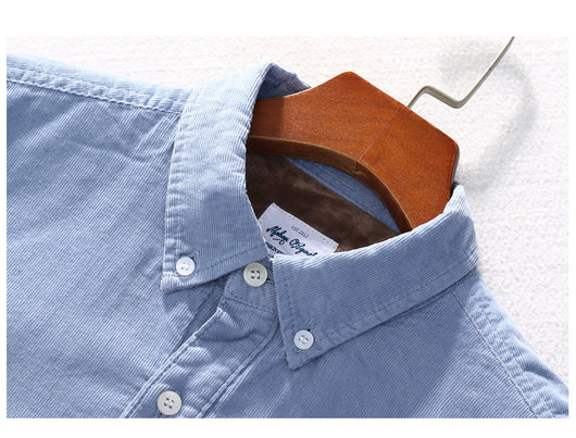 Camisa de Pana de Algodón Puro Cálida de Manga Larga para Hombre - Image 20