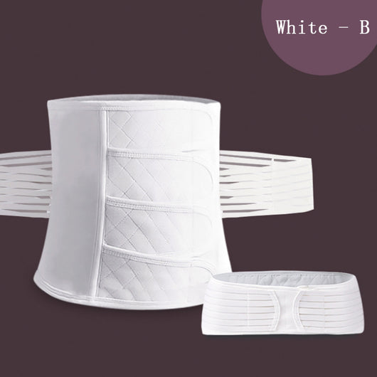 Pink adjustable postpartum abdominal band with quilted panels and a smaller matching elastic band. - Image 16