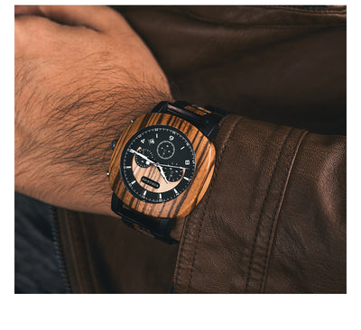 Reloj de Madera Multifunción con Tres Esferas de Cuarzo - Image 12