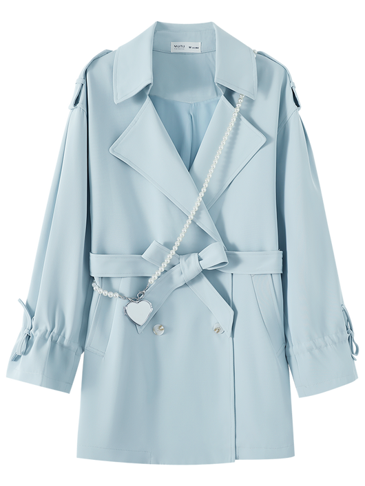 Gabardina Clásica Azul Estilo Británico para Mujer - Image 7