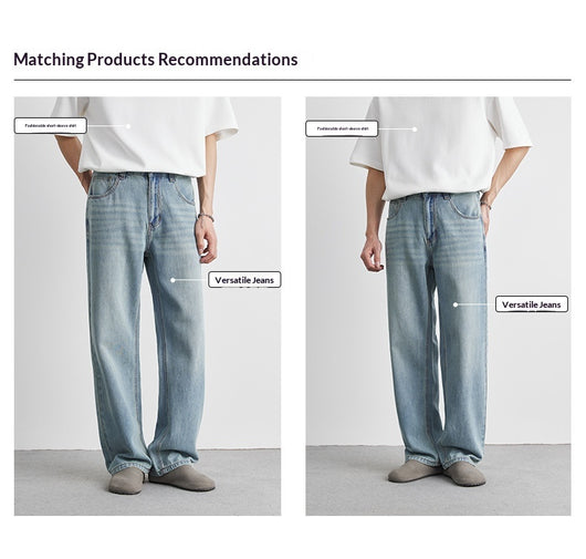 Jeans Rectos Rotos para Hombre en Lavado Claro - Image 11