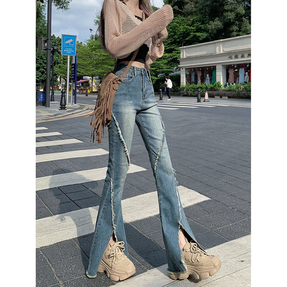 Pantalones Vaqueros Slim Rotos con Detalle Herradura