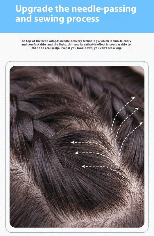 Peluca de Cabello Natural Corto Liso Esponjado para Mujer - Image 3