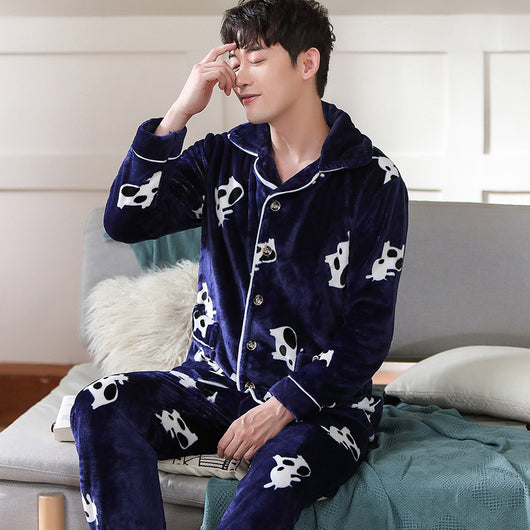 Cardigan Pijama de Forro Polar para Hombre - Abrigo Cálido Coral - Image 23