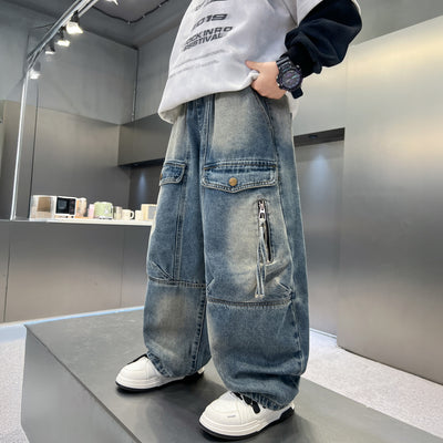 Pantalones Cargo Sueltos para Niños - Jeans Versátiles y Cómodos - Image 6
