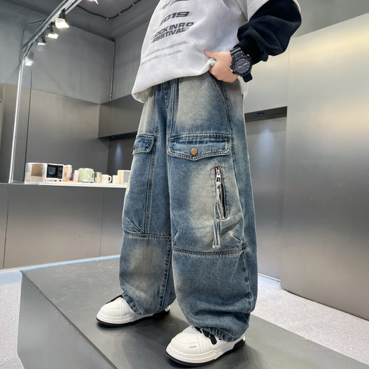 Pantalones Cargo Sueltos para Niños - Jeans Versátiles y Cómodos - Image 6