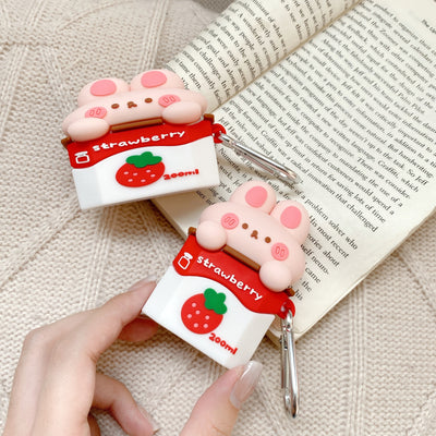 Funda Protectora para Audífonos Inalámbricos Diseño Fresa Leche en Silicona - Image 13