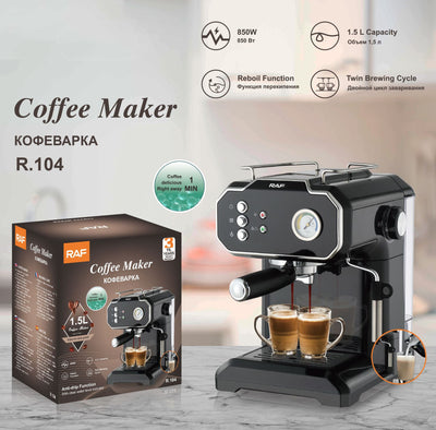 Cafetera Espresso Semiautomática con Vaporizador de Leche de Alta Presión