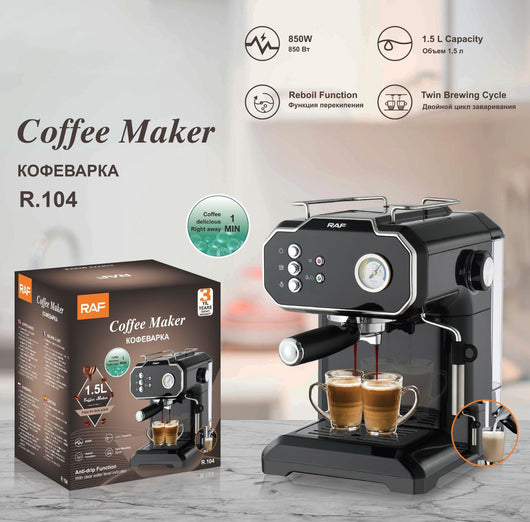 Cafetera Espresso Semiautomática con Vaporizador de Leche de Alta Presión