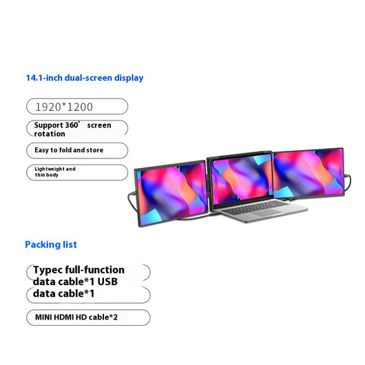 Monitor Portátil Dual 141 Pulgadas - Pantalla Externa para Productividad Móvil - Image 6