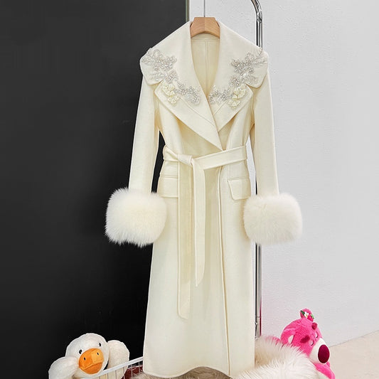 Abrigo Reversible de Lana y Cachemira para Invierno - Largo Elegante para Mujer