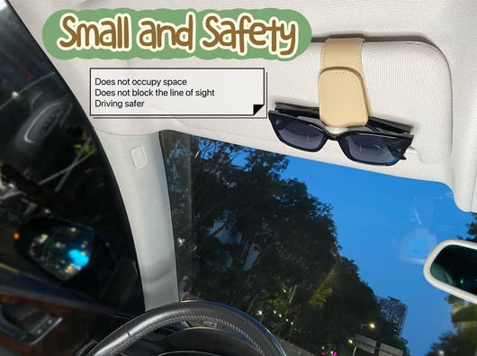 Soporte magnético de cuero para gafas de sol: clip para visera de coche - Tekeno