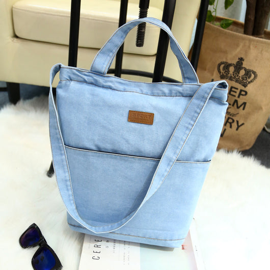 Bolsa de Lona Retro Estilo Denim para Compras - Image 3