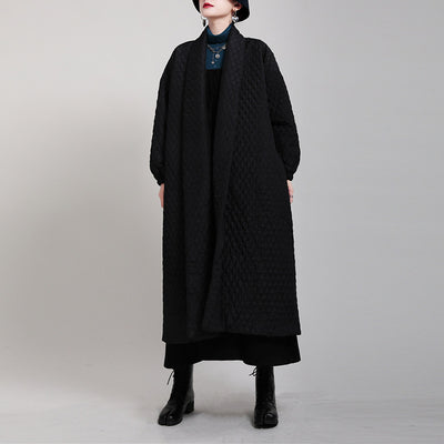 Chaqueta de Algodón Suelta Talla Grande con Botones Traseros - Largo Rodilla Primavera - Image 9