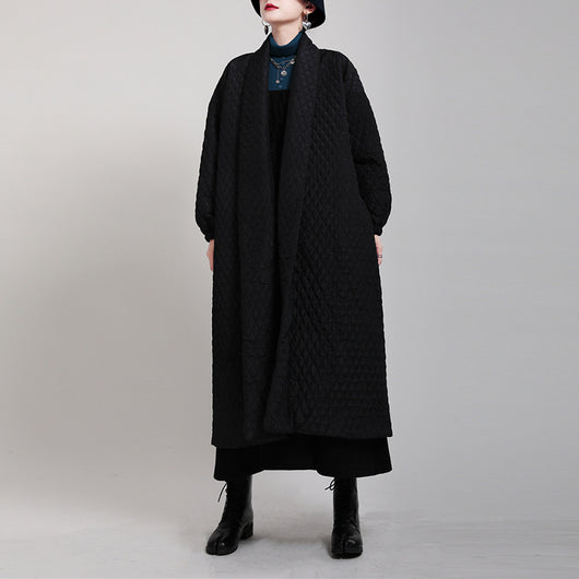 Chaqueta de Algodón Suelta Talla Grande con Botones Traseros - Largo Rodilla Primavera - Image 9