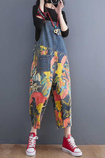 Pantalones Vaqueros Slim con Estampado y Peto para Mujer - Image 2
