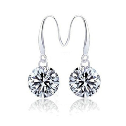 Aretes de plata esterlina con circón diamante para mujer