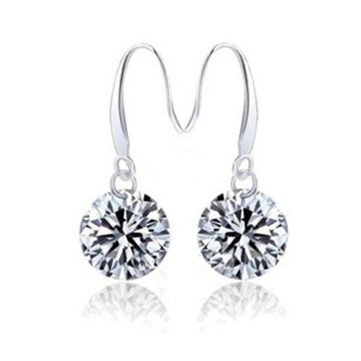 Aretes de plata esterlina con circón diamante para mujer