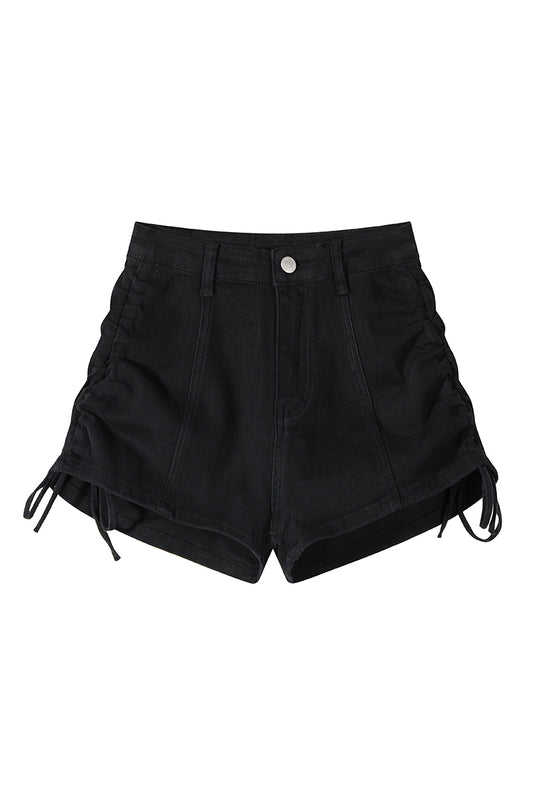 Shorts Denim Cintura Alta con Cordón y Pierna Ancha - Image 2