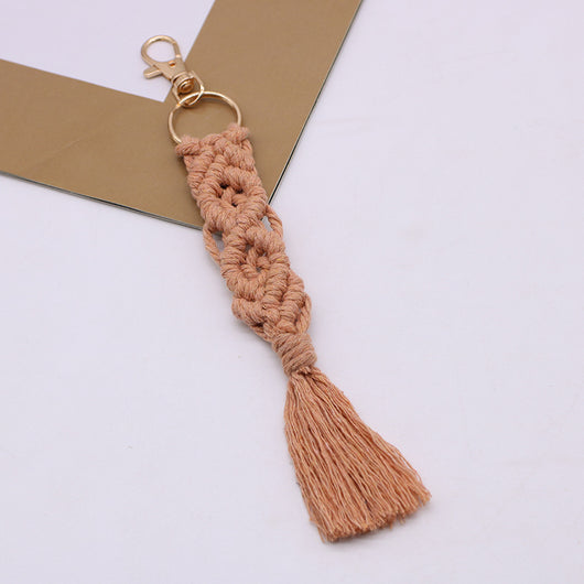 Llavero Tejido a Mano con Borla de Algodón - Colgante para Auto y Bolso - Image 5