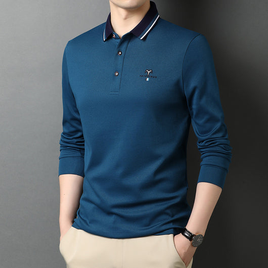 Camisa Manga Larga de Algodón con Solapa para Hombre - Diseño Monocromático - Image 4