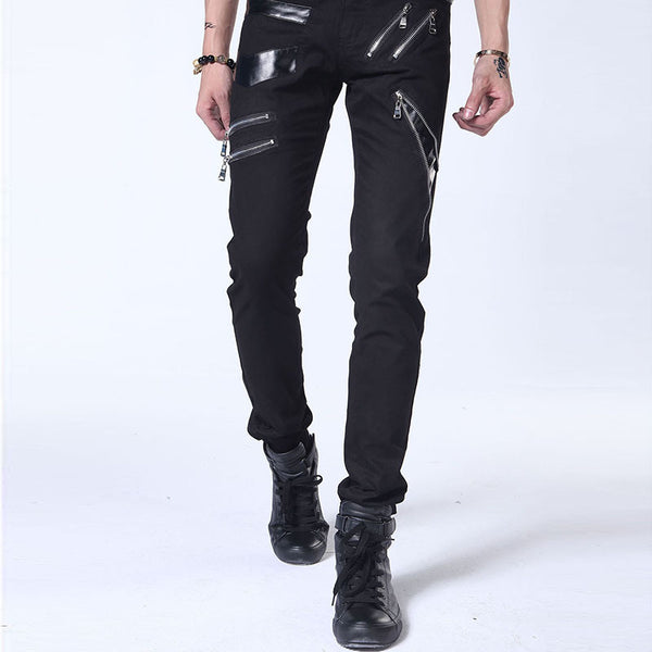 Pantalones de Cuero PU con Tachuelas