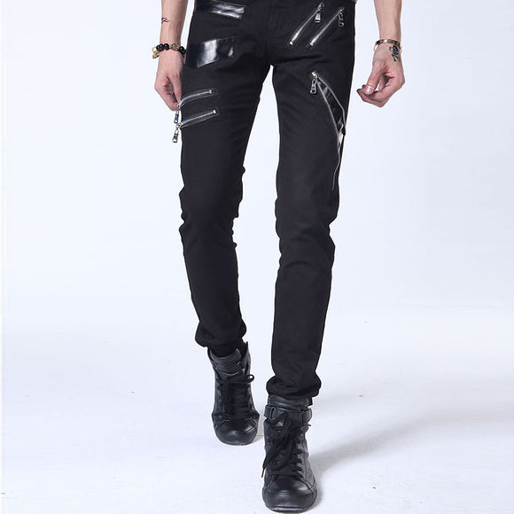 Pantalones de Cuero PU con Tachuelas
