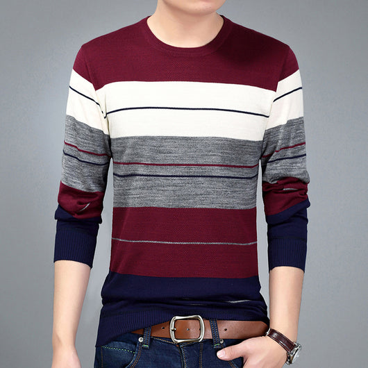 Suéter de Cuello Redondo con Bloques de Color para Hombre Joven - Image 10