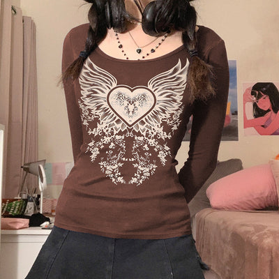 Camiseta Alas del Corazón Ajustada Cuello Redondo Manga Larga - Image 8
