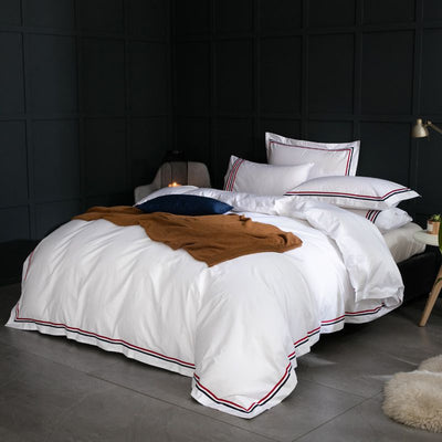 Juego de Cama Blanco 4 Piezas Algodón Puro Estilo Europeo - Image 4