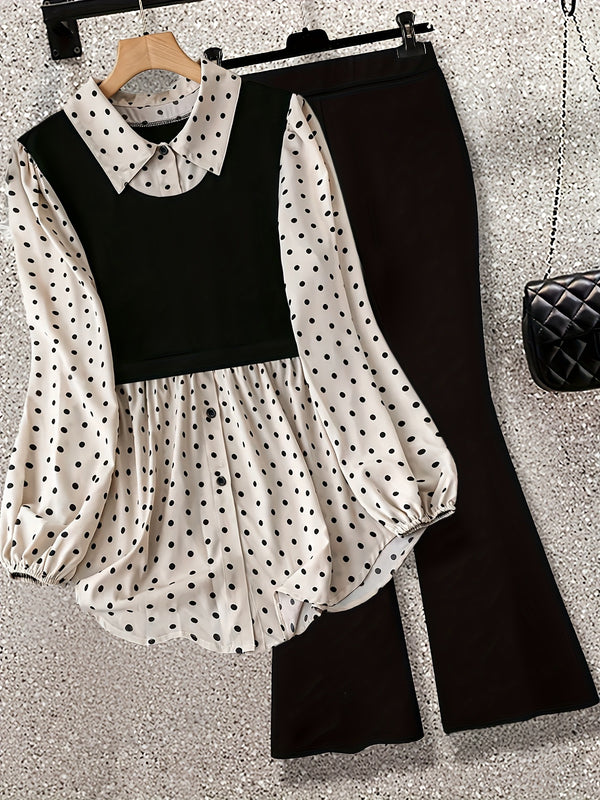 Blusa Larga Estampado Lunares con Leggings Integrados - Image 4