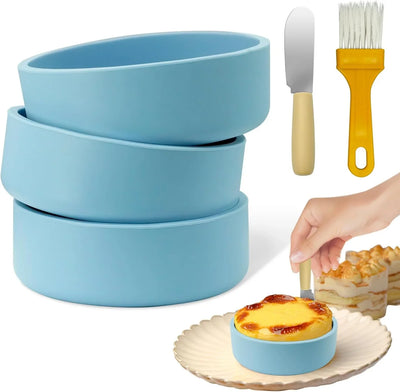 Blue Silicone Air Fryer Egg Mold 3 Pack - Reusable Egg Bite Maker for Air Fryer, Oven & Microwave, BPA Free, Dishwasher Safe, Non-Stick Breakfast Accessories, Individual Microwave Egg Cooker - Tekeno