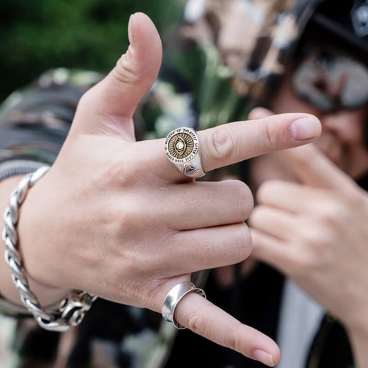 Anillo de Plata Vintage Punk para Hombre S925