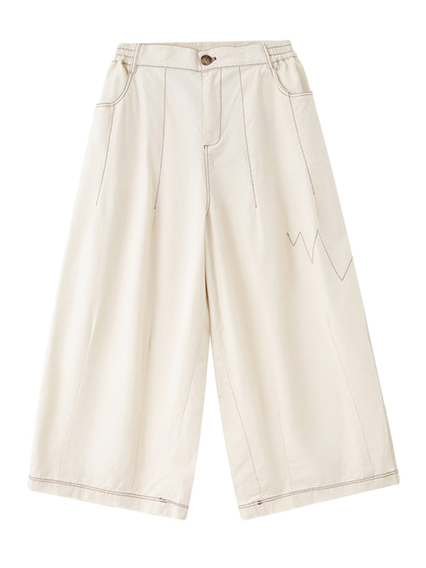 Pantalón Ancho Cropped con Líneas Artísticas Sueltas - Image 5