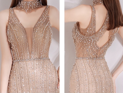 Vestido de Noche Elegante para Mujer con Escote Profundo y Cola - Image 12