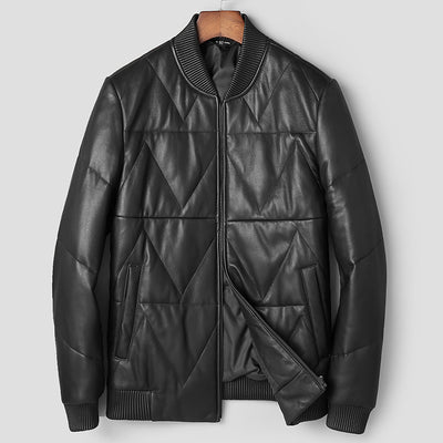 Chaqueta de Cuero con Plumón para Hombre - Estilo Juvenil - Image 6