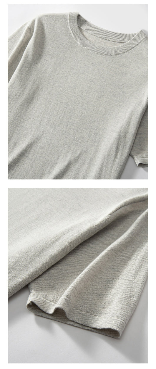 Camiseta Manga Corta Hombre Seda de Mora y Cachemira Suave Verano - Image 14