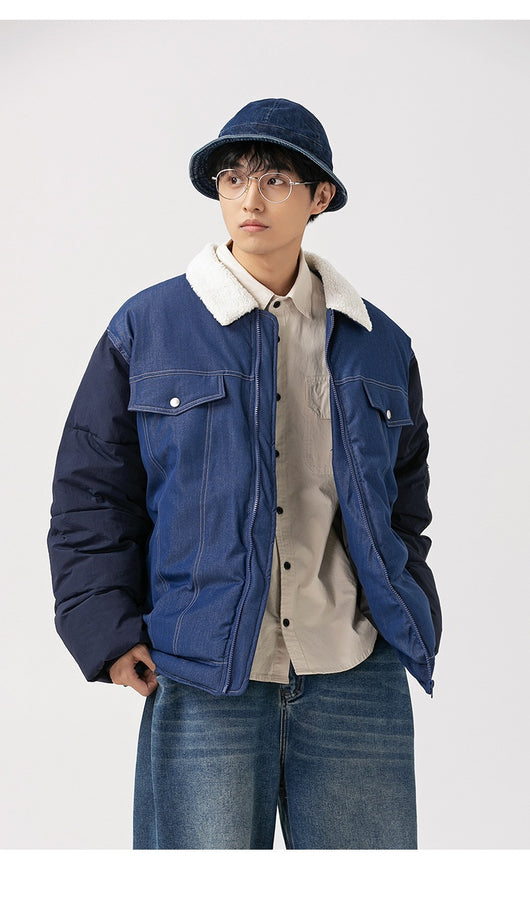 Abrigo Denim Acolchado Retro Americano para Hombre - Image 12