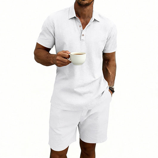 Conjunto de Shorts y Camiseta de Lino para Hombre - Ajuste Relajado - Image 6